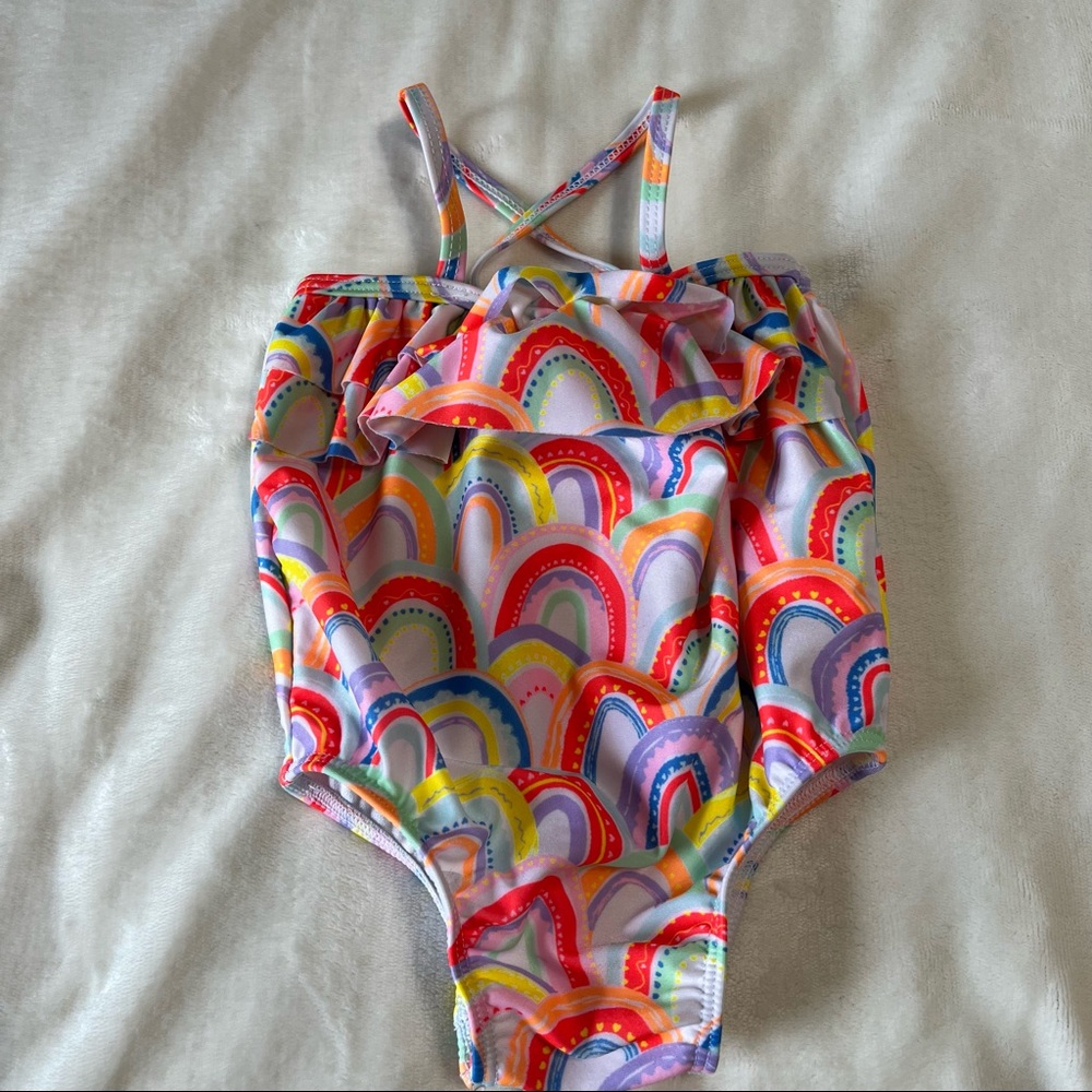 Wonder Nation Size 12M Bathing Suite One Piece w/Rainbow Multi Color; Snaps